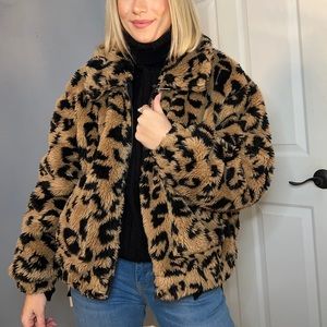 Avec Les Fils Fur Animal Print Jacket